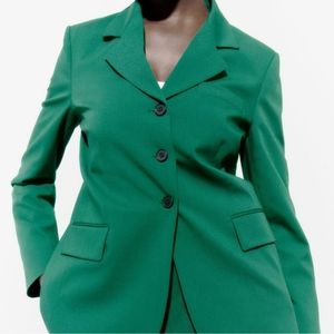 ZARA STRAIGHT CUT WOOL BLEND BLAZER SIZE S